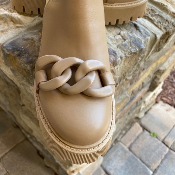 Lestrosa Italian leather short combat bootie beige shoes size 7.5 - Picture 7 of 12